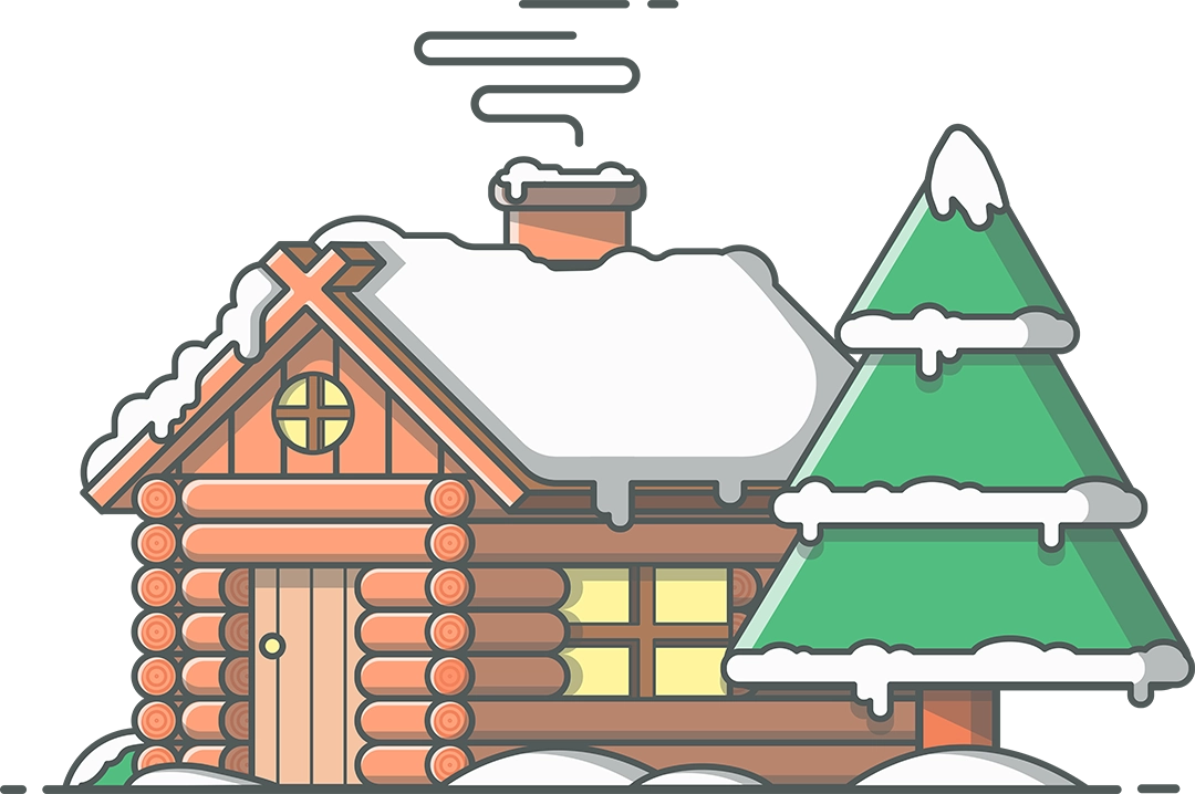 Wintery log cabin